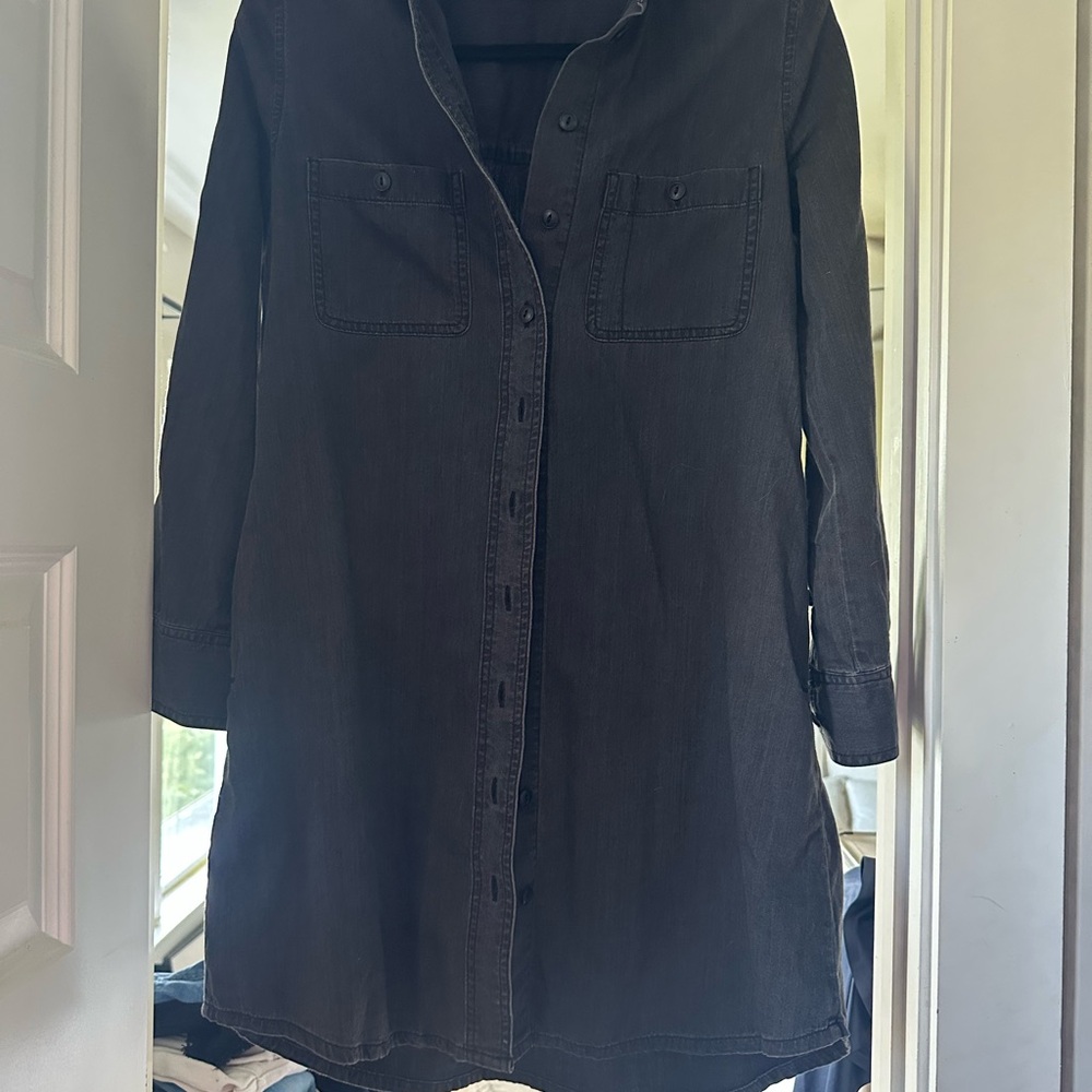 Madewell Women's Black Denim long shirt dress- S